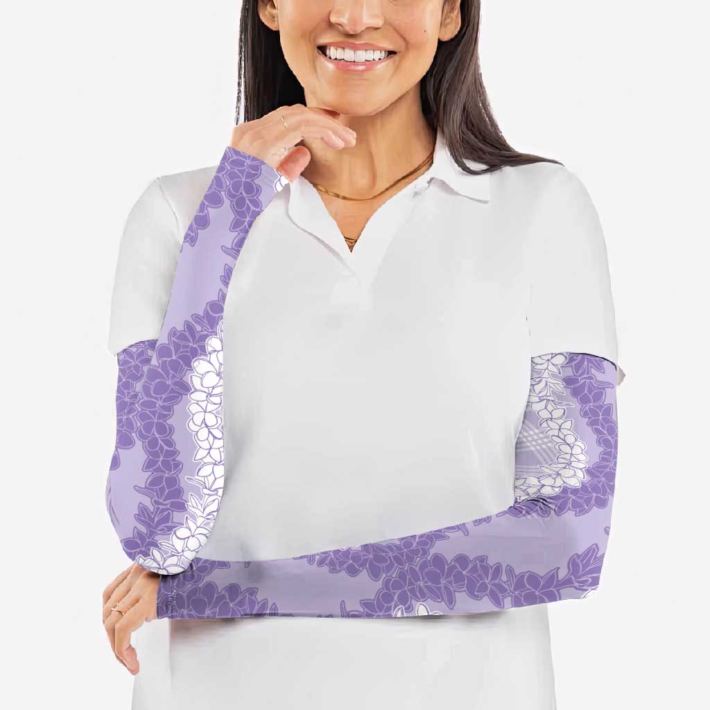 Hawaii Aloha Plumeria Lei Lavender Palaka Arm Sleeves - Polynesian Pride