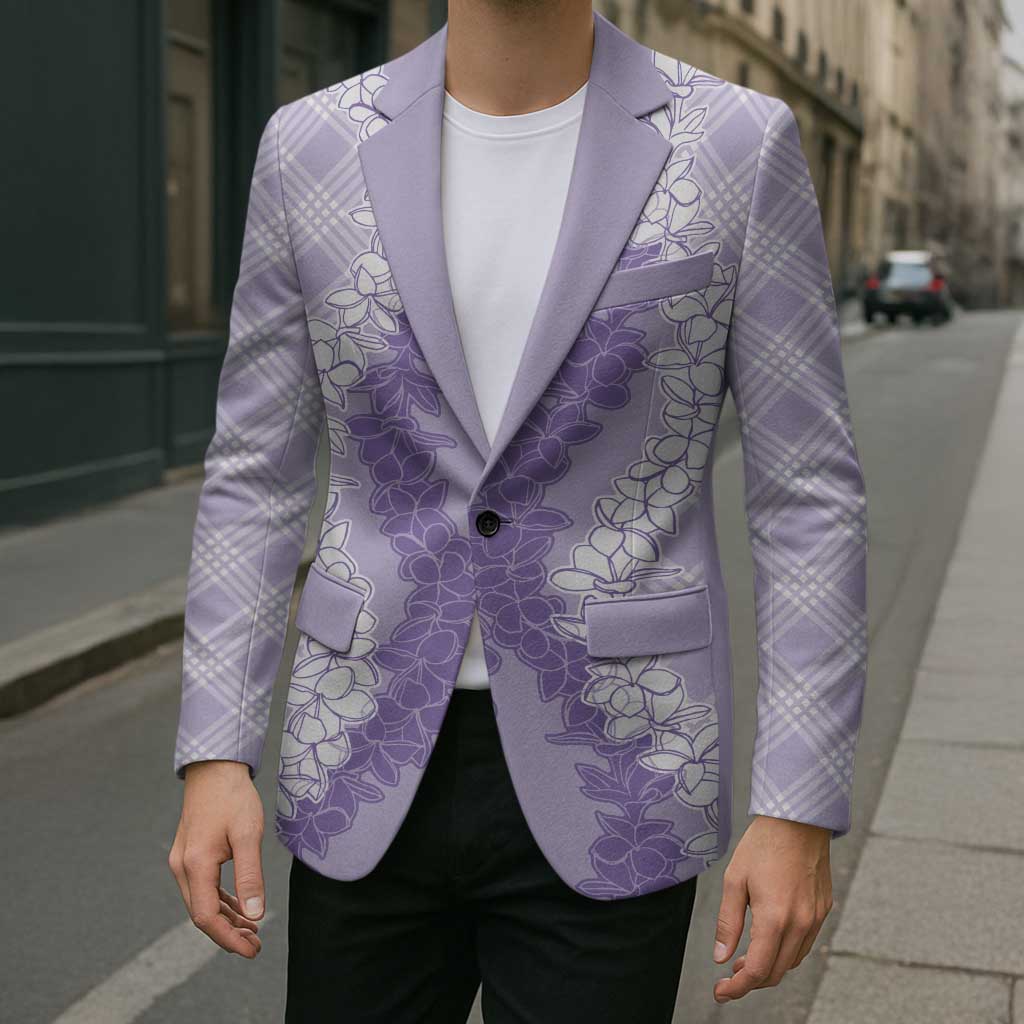 Hawaii Aloha Plumeria Lei Lavender Palaka Blazer - Polynesian Pride