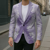 Hawaii Aloha Plumeria Lei Lavender Palaka Blazer - Polynesian Pride