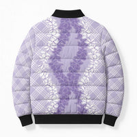 Hawaii Aloha Plumeria Lei Lavender Palaka Bomber Puffer Jacket LT7 - Polynesian Pride