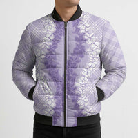 Hawaii Aloha Plumeria Lei Lavender Palaka Bomber Puffer Jacket LT7 - Polynesian Pride