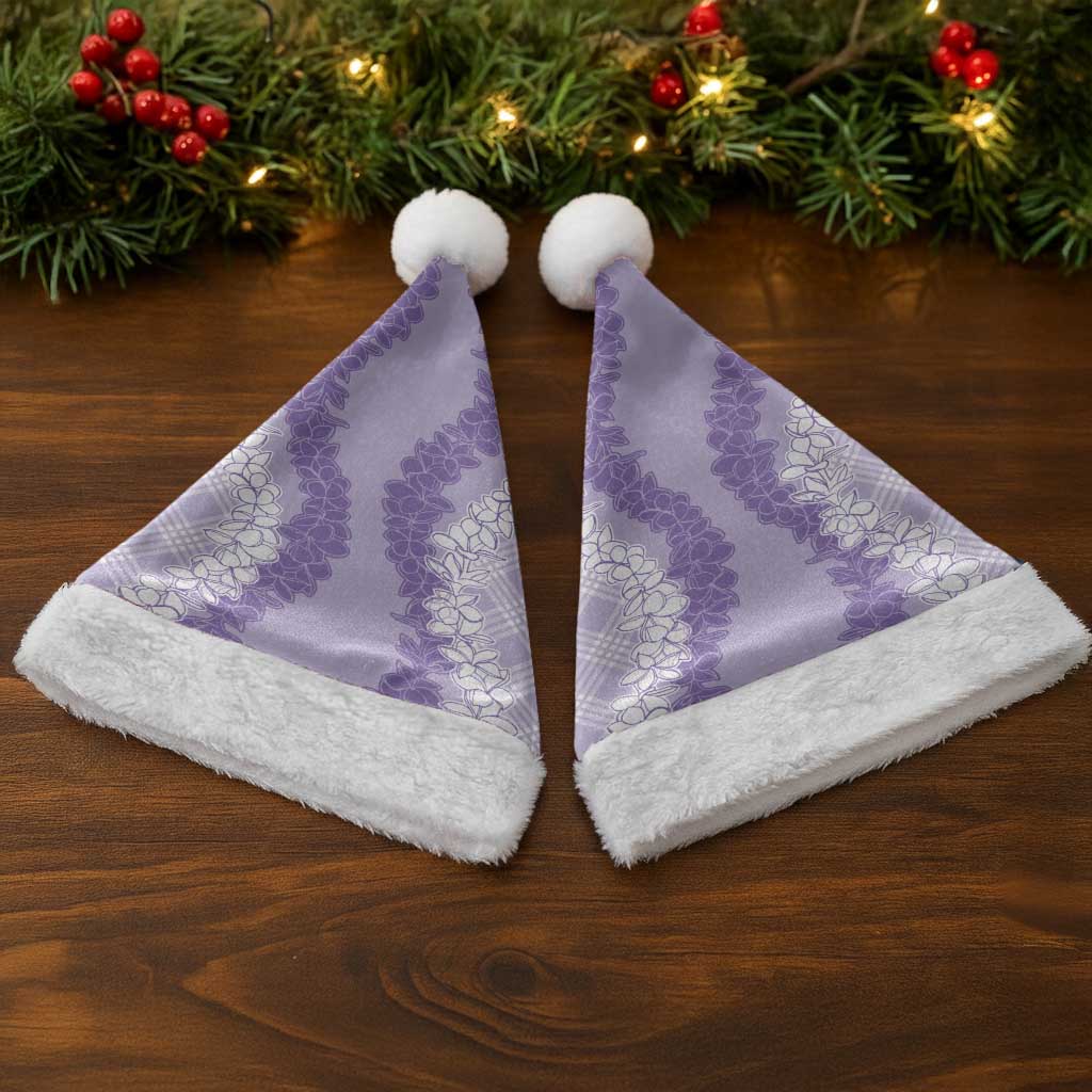Hawaii Aloha Plumeria Lei Lavender Palaka Christmas Santa Hat - Polynesian Pride