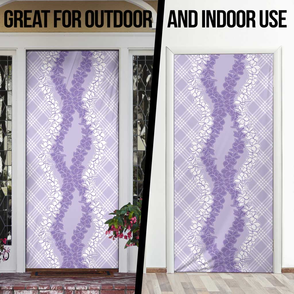 Hawaii Aloha Plumeria Lei Lavender Palaka Door Cover - Polynesian Pride