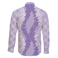 Hawaii Aloha Plumeria Lei Lavender Palaka Family Matching Long Sleeve Bodycon Dress and Hawaiian Shirt LT7 - Polynesian Pride