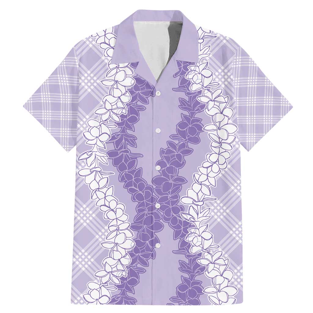 Hawaii Aloha Plumeria Lei Lavender Palaka Family Matching Mermaid Dress and Hawaiian Shirt LT7 Dad's Shirt - Short Sleeve Lavender - Polynesian Pride