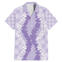 Hawaii Aloha Plumeria Lei Lavender Palaka Family Matching Mermaid Dress and Hawaiian Shirt LT7 Dad's Shirt - Short Sleeve Lavender - Polynesian Pride