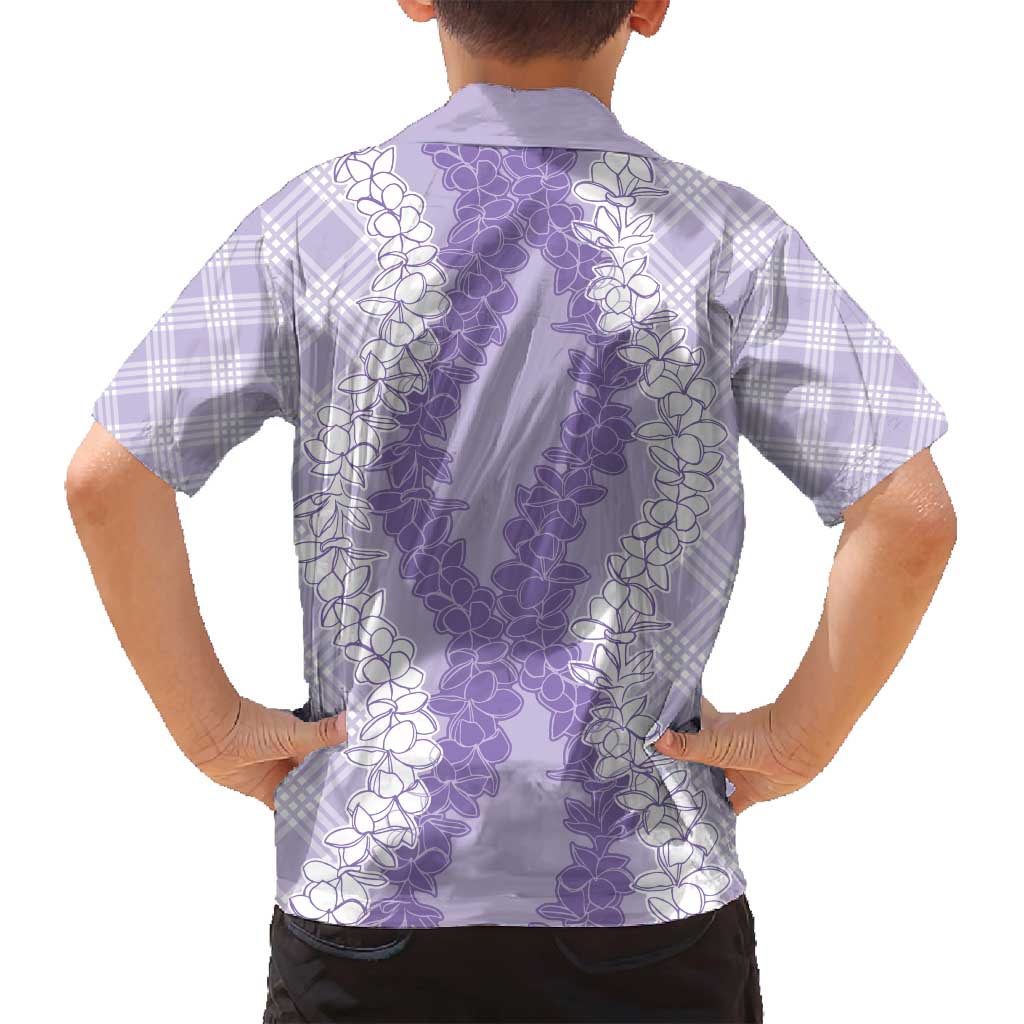 Hawaii Aloha Plumeria Lei Lavender Palaka Family Matching Off Shoulder Maxi Dress and Hawaiian Shirt LT7 - Polynesian Pride