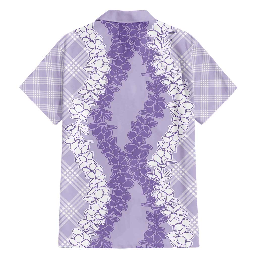 Hawaii Aloha Plumeria Lei Lavender Palaka Family Matching Off Shoulder Short Dress and Hawaiian Shirt LT7 - Polynesian Pride
