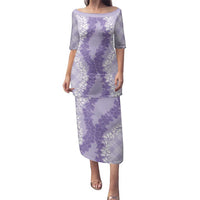 Hawaii Aloha Plumeria Lei Lavender Palaka Family Matching Puletasi and Hawaiian Shirt LT7 Mom's Dress Lavender - Polynesian Pride