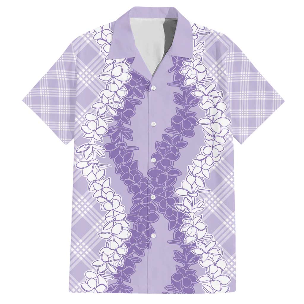 Hawaii Aloha Plumeria Lei Lavender Palaka Family Matching Short Sleeve Bodycon Dress and Hawaiian Shirt LT7 Dad's Shirt - Short Sleeve Lavender - Polynesian Pride