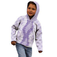 Hawaii Aloha Plumeria Lei Lavender Palaka Kid Hoodie - Polynesian Pride