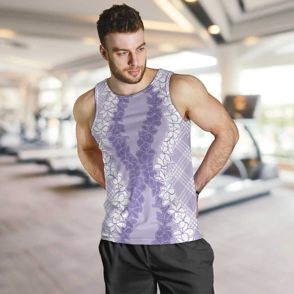 Hawaii Aloha Plumeria Lei Lavender Palaka Men Tank Top - Polynesian Pride