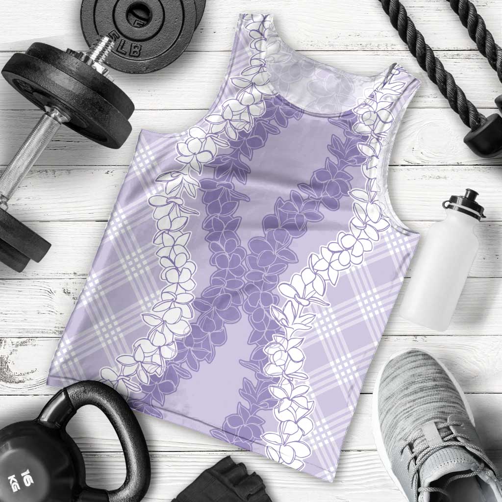 Hawaii Aloha Plumeria Lei Lavender Palaka Men Tank Top - Polynesian Pride