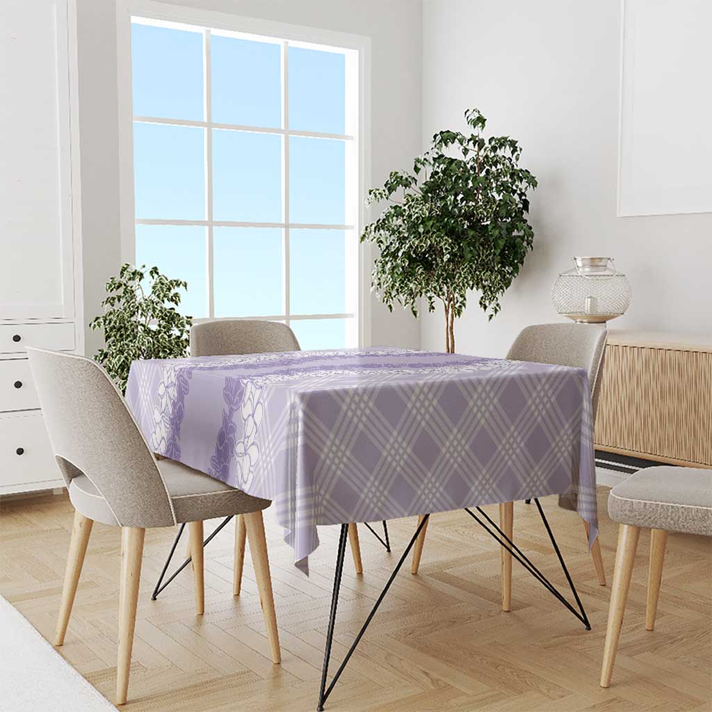 Hawaii Aloha Plumeria Lei Lavender Palaka Tablecloth - Polynesian Pride
