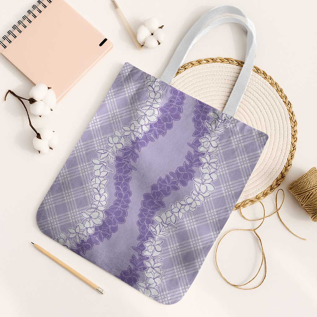 Hawaii Aloha Plumeria Lei Lavender Palaka Tote Bag - Polynesian Pride