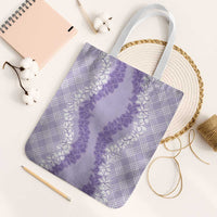 Hawaii Aloha Plumeria Lei Lavender Palaka Tote Bag - Polynesian Pride