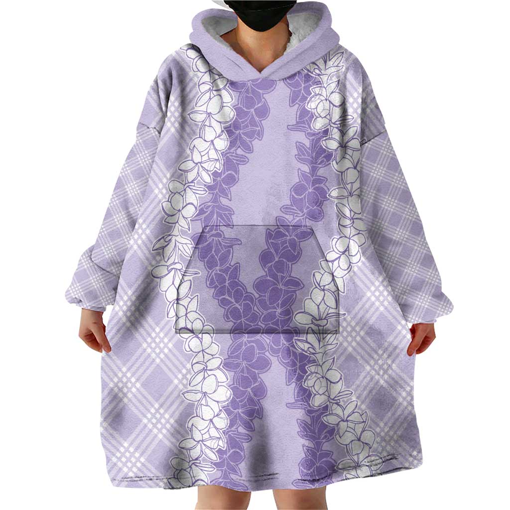Hawaii Aloha Plumeria Lei Lavender Palaka Wearable Blanket Hoodie - Polynesian Pride