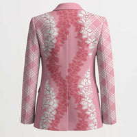 Hawaii Aloha Plumeria Lei Pink Palaka Blazer - Polynesian Pride