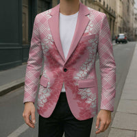 Hawaii Aloha Plumeria Lei Pink Palaka Blazer - Polynesian Pride