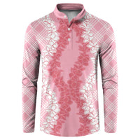 Hawaii Aloha Plumeria Lei Pink Palaka Button Sweatshirt - Polynesian Pride