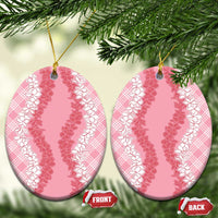 Hawaii Aloha Plumeria Lei Pink Palaka Ceramic Ornament LT7 Oval Pink - Polynesian Pride