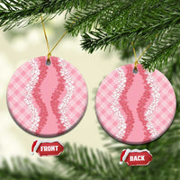 Hawaii Aloha Plumeria Lei Pink Palaka Ceramic Ornament LT7 Circle Pink - Polynesian Pride