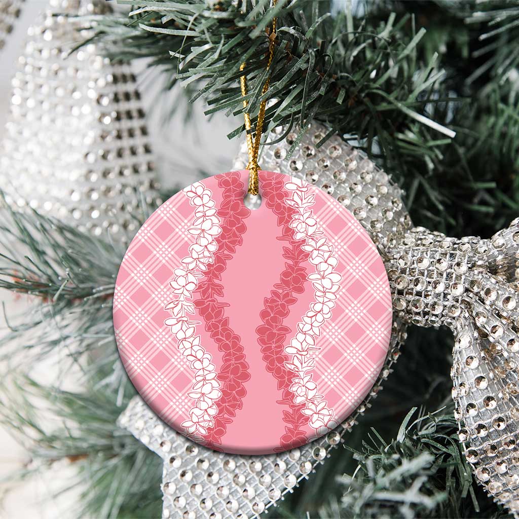 Hawaii Aloha Plumeria Lei Pink Palaka Ceramic Ornament LT7 - Polynesian Pride