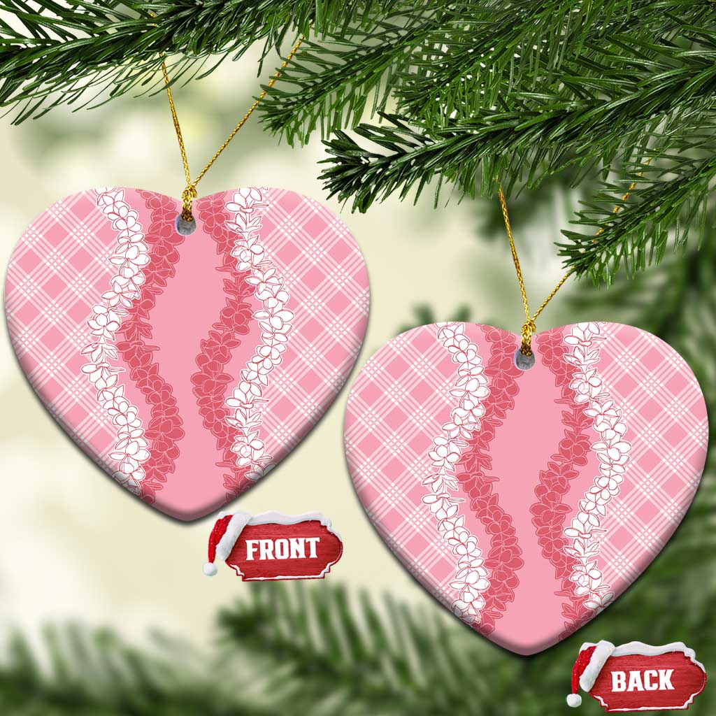 Hawaii Aloha Plumeria Lei Pink Palaka Ceramic Ornament LT7 Heart Pink - Polynesian Pride