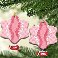 Hawaii Aloha Plumeria Lei Pink Palaka Ceramic Ornament LT7 Snow Flake Pink - Polynesian Pride