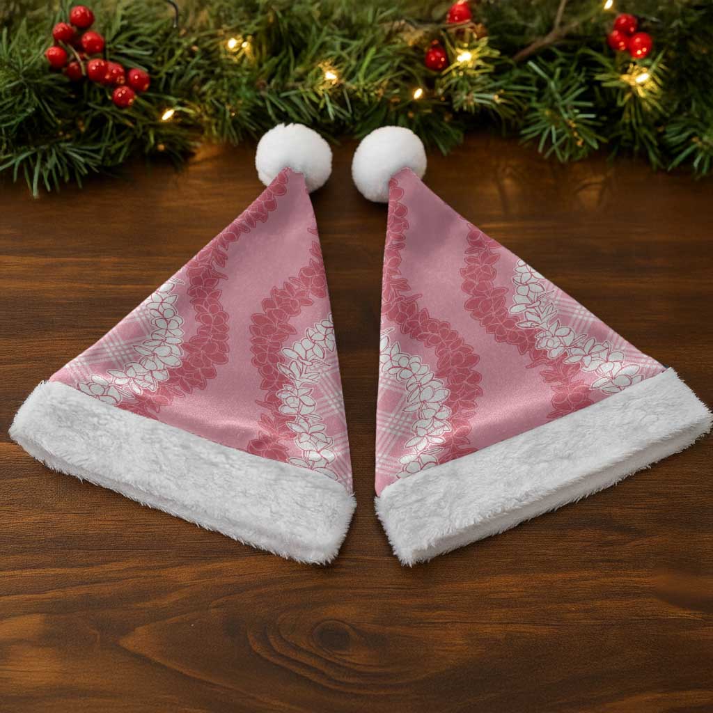 Hawaii Aloha Plumeria Lei Pink Palaka Christmas Santa Hat - Polynesian Pride