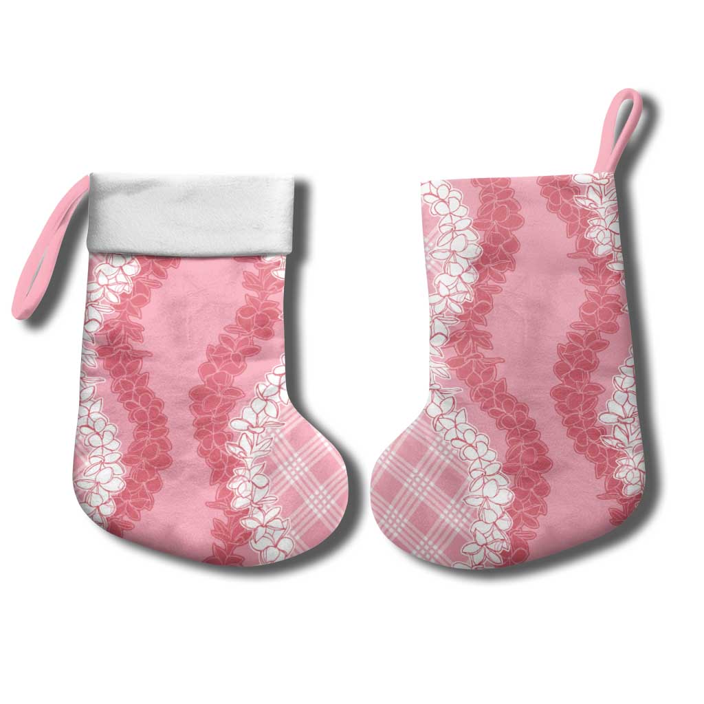 Hawaii Aloha Plumeria Lei Pink Palaka Christmas Stocking - Polynesian Pride