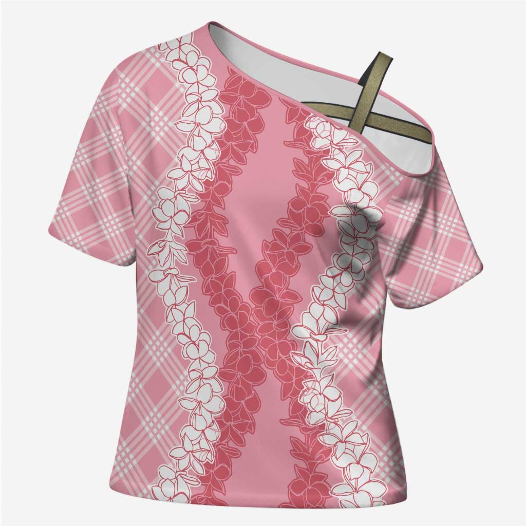 Hawaii Aloha Plumeria Lei Pink Palaka Cross Shoulder Shirt LT7 Female Pink - Polynesian Pride