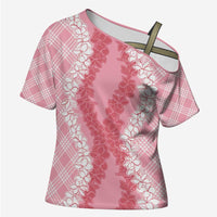 Hawaii Aloha Plumeria Lei Pink Palaka Cross Shoulder Shirt LT7 Female Pink - Polynesian Pride