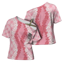 Hawaii Aloha Plumeria Lei Pink Palaka Cross Shoulder Shirt LT7 - Polynesian Pride