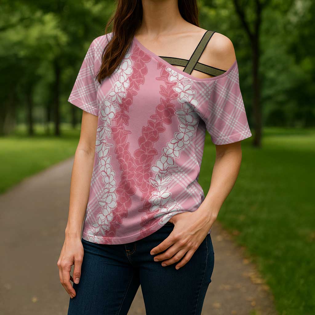 Hawaii Aloha Plumeria Lei Pink Palaka Cross Shoulder Shirt LT7 - Polynesian Pride