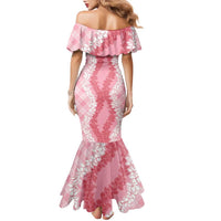 Hawaii Aloha Plumeria Lei Pink Palaka Family Matching Mermaid Dress and Hawaiian Shirt LT7 - Polynesian Pride