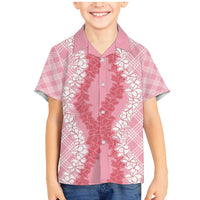 Hawaii Aloha Plumeria Lei Pink Palaka Family Matching Mermaid Dress and Hawaiian Shirt LT7 Son's Shirt Pink - Polynesian Pride