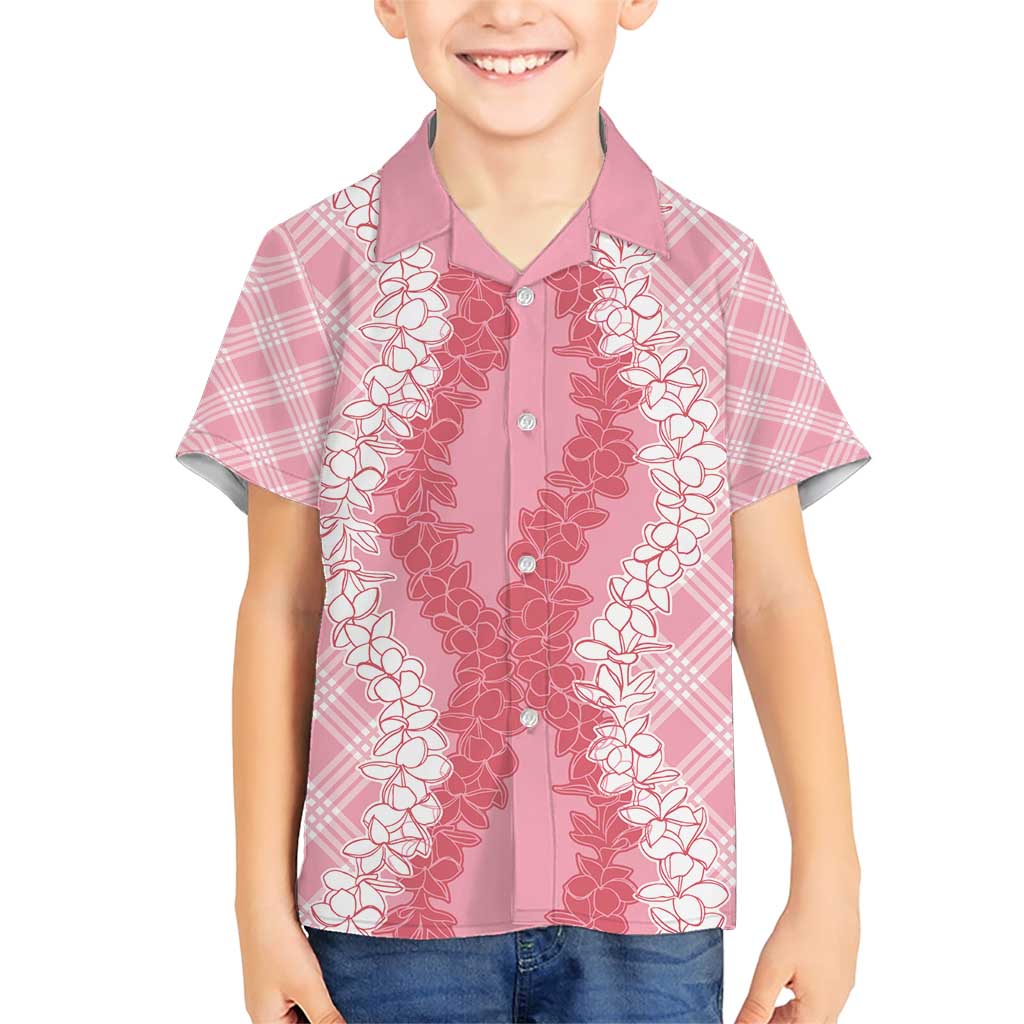 Hawaii Aloha Plumeria Lei Pink Palaka Family Matching Short Sleeve Bodycon Dress and Hawaiian Shirt LT7 Son's Shirt Pink - Polynesian Pride