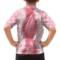 Hawaii Aloha Plumeria Lei Pink Palaka Family Matching Summer Maxi Dress and Hawaiian Shirt LT7 - Polynesian Pride