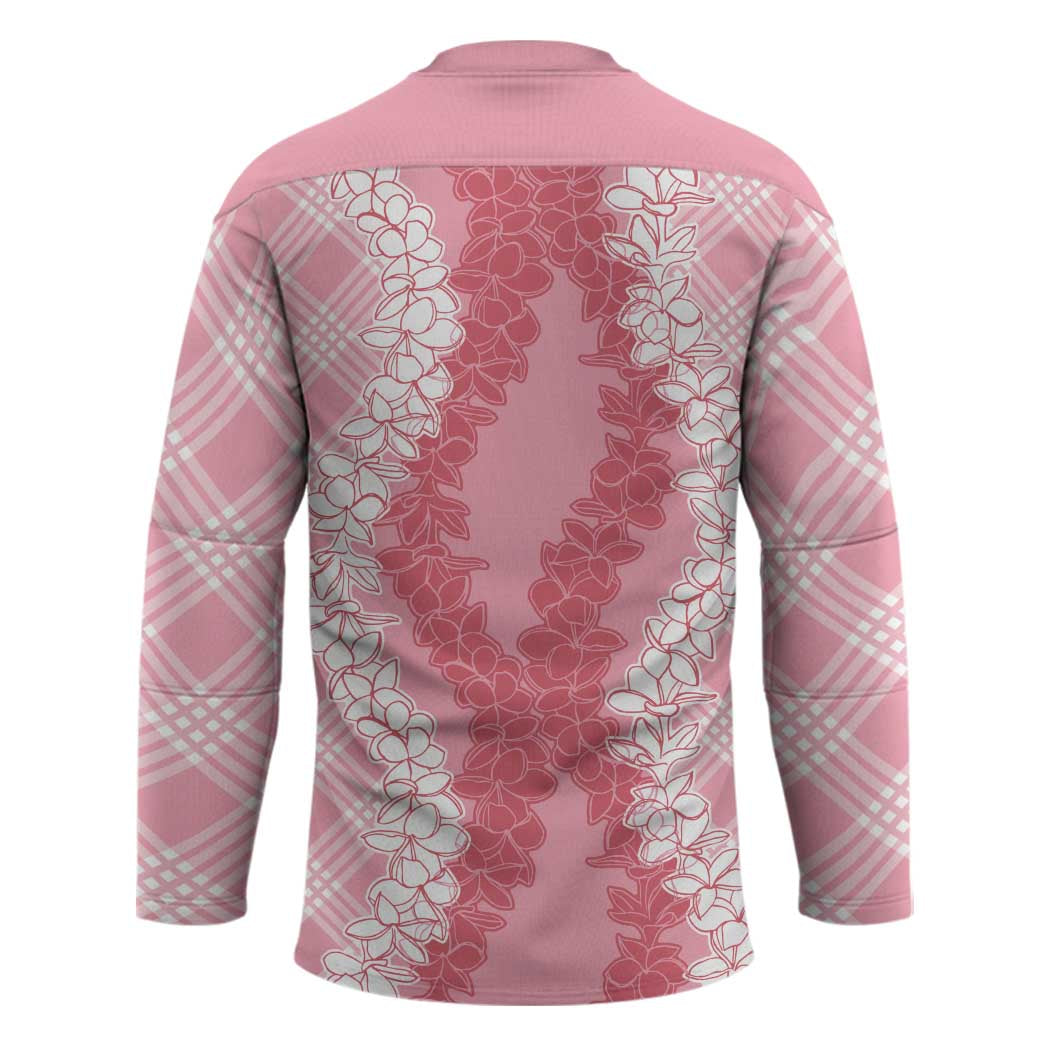 Hawaii Aloha Plumeria Lei Pink Palaka Hockey Jersey - Polynesian Pride