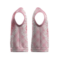 Hawaii Aloha Plumeria Lei Pink Palaka Christmas Knitted V-Neck Vest - Polynesian Pride