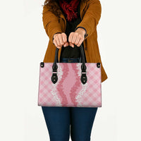 Hawaii Aloha Plumeria Lei Pink Palaka Leather Bag - Polynesian Pride