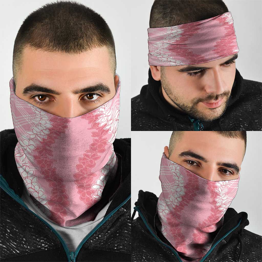 Hawaii Aloha Plumeria Lei Pink Palaka Neck Gaiter - Polynesian Pride
