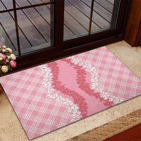 Hawaii Aloha Plumeria Lei Pink Palaka Rubber Doormat LT7 - Polynesian Pride