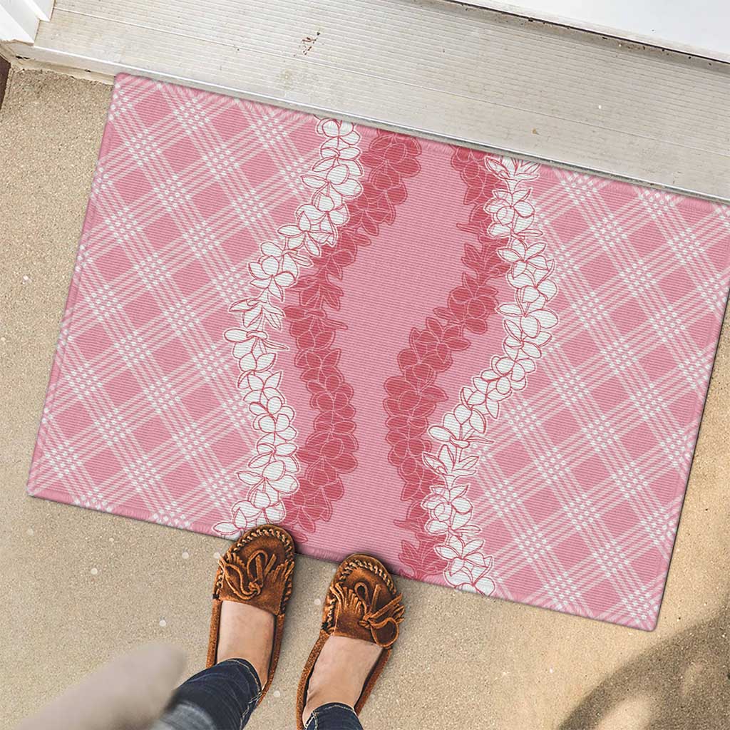Hawaii Aloha Plumeria Lei Pink Palaka Rubber Doormat LT7 - Polynesian Pride