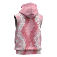 Hawaii Aloha Plumeria Lei Pink Palaka Sleeveless Hoodie - Polynesian Pride