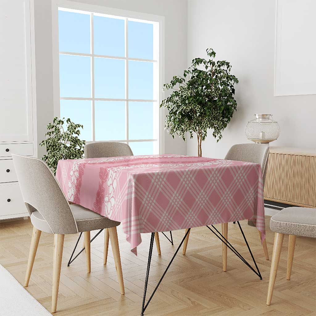 Hawaii Aloha Plumeria Lei Pink Palaka Tablecloth - Polynesian Pride