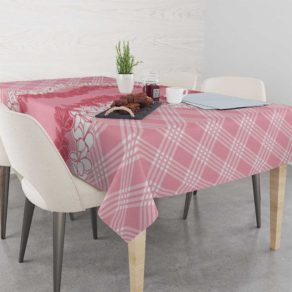 Hawaii Aloha Plumeria Lei Pink Palaka Tablecloth - Polynesian Pride