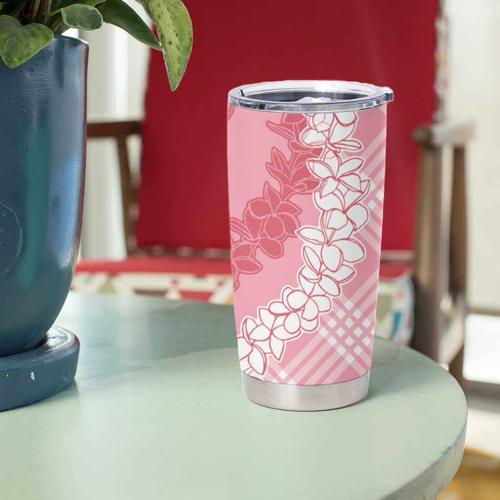 Hawaii Aloha Plumeria Lei Pink Palaka Tumbler Cup - Polynesian Pride