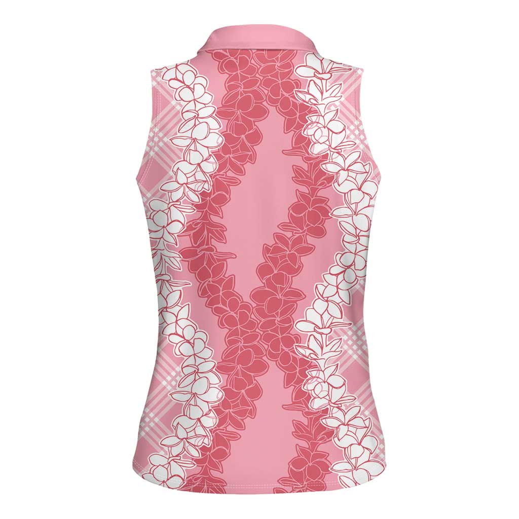 Hawaii Aloha Plumeria Lei Pink Palaka Women Sleeveless Polo Shirt LT7 - Polynesian Pride